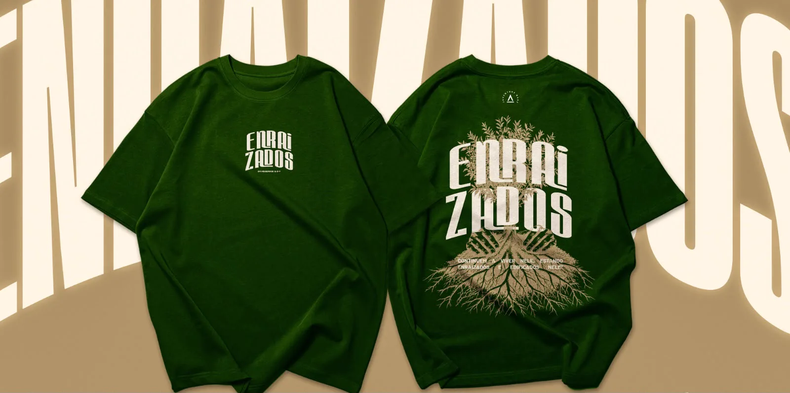 Camisa ENRAIZADOS na cor verde, frente e verso
